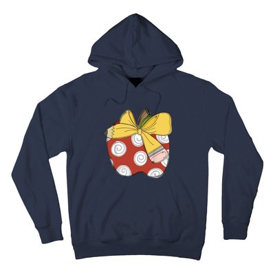 Teacher Coquette Pencil Bow And Apple Teacher Hoodie