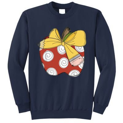 Teacher Coquette Pencil Bow And Apple Teacher Sweatshirt