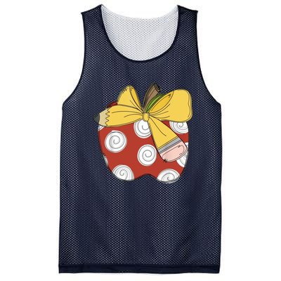 Teacher Coquette Pencil Bow And Apple Teacher Mesh Reversible Basketball Jersey Tank