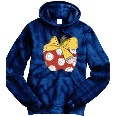 Teacher Coquette Pencil Bow And Apple Teacher Tie Dye Hoodie