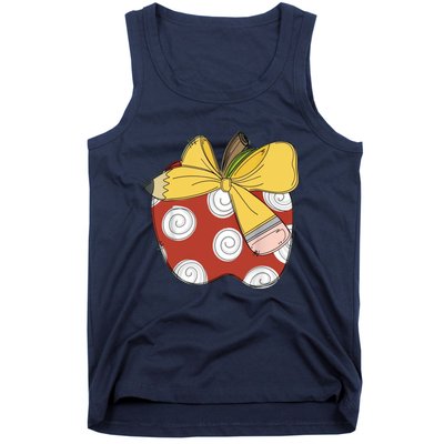 Teacher Coquette Pencil Bow And Apple Teacher Tank Top