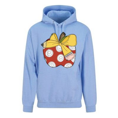 Teacher Coquette Pencil Bow And Apple Teacher Unisex Surf Hoodie