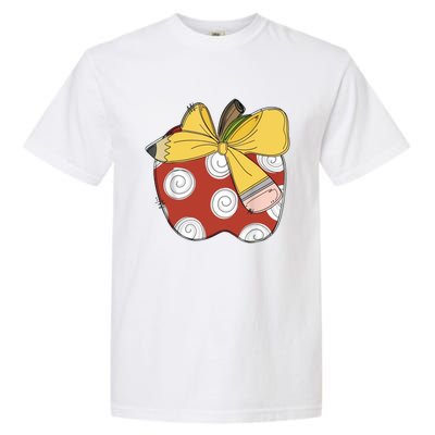 Teacher Coquette Pencil Bow And Apple Teacher Garment-Dyed Heavyweight T-Shirt