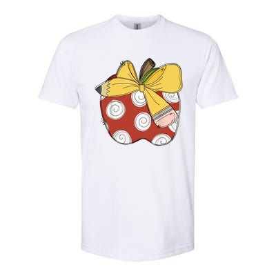 Teacher Coquette Pencil Bow And Apple Teacher Softstyle CVC T-Shirt