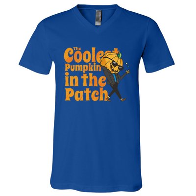 The Coolest Pumpkin In The Patch Pumpkin Halloween V-Neck T-Shirt