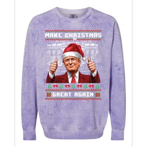 Trump Christmas Pajama Funny Make Christmas Great Again Ugly Gift Colorblast Crewneck Sweatshirt