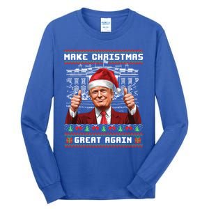 Trump Christmas Pajama Funny Make Christmas Great Again Ugly Gift Tall Long Sleeve T-Shirt