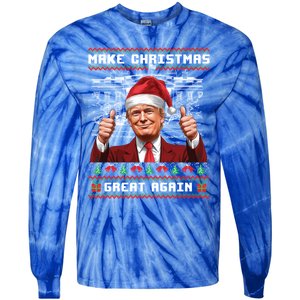 Trump Christmas Pajama Funny Make Christmas Great Again Ugly Gift Tie-Dye Long Sleeve Shirt