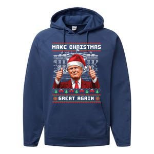 Trump Christmas Pajama Funny Make Christmas Great Again Ugly Gift Performance Fleece Hoodie