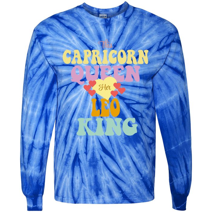 This Capricorn Queen Loves Her Leo King Funny Gift Tie-Dye Long Sleeve Shirt