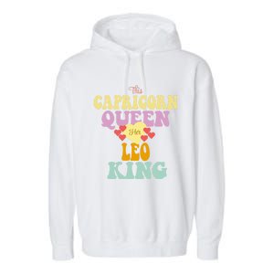 This Capricorn Queen Loves Her Leo King Funny Gift Garment-Dyed Fleece Hoodie