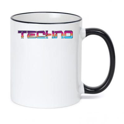 Techno Colorful Rave Dj EDM Festival Raver 11oz Black Color Changing Mug