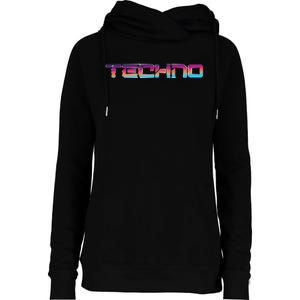 Techno Colorful Rave Dj EDM Festival Raver Womens Funnel Neck Pullover Hood