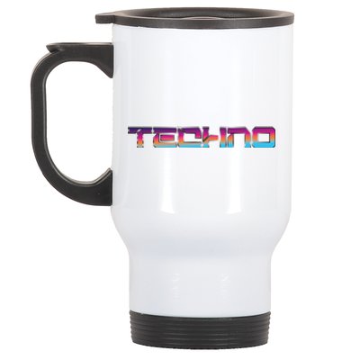 Techno Colorful Rave Dj EDM Festival Raver Stainless Steel Travel Mug