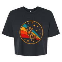 Tortoiseshell Cat Retro Space Cat Bella+Canvas Jersey Crop Tee