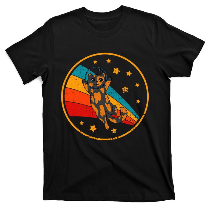 Tortoiseshell Cat Retro Space Cat T-Shirt