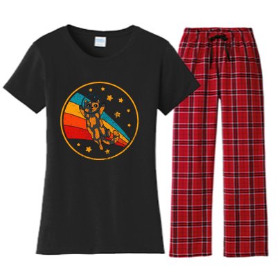 Tortoiseshell Cat Retro Space Cat Women's Flannel Pajama Set