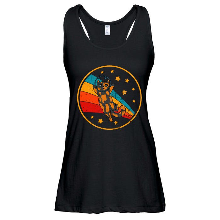 Tortoiseshell Cat Retro Space Cat Ladies Essential Flowy Tank