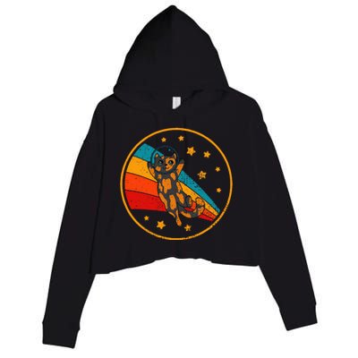 Tortoiseshell Cat Retro Space Cat Crop Fleece Hoodie