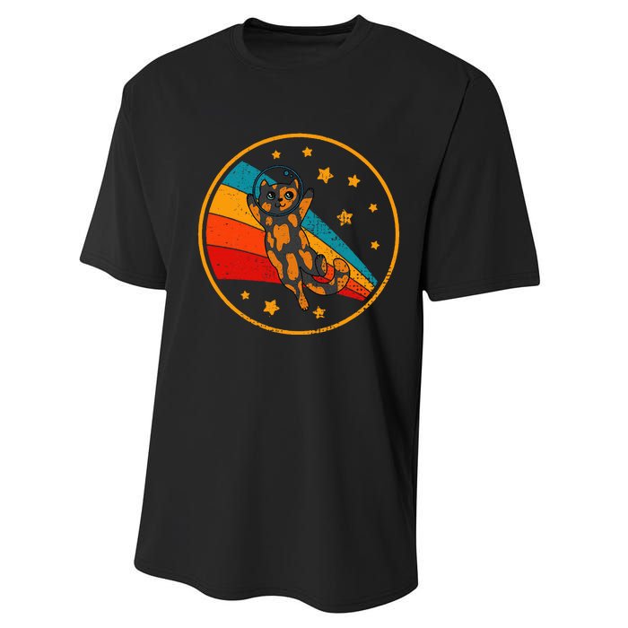 Tortoiseshell Cat Retro Space Cat Performance Sprint T-Shirt