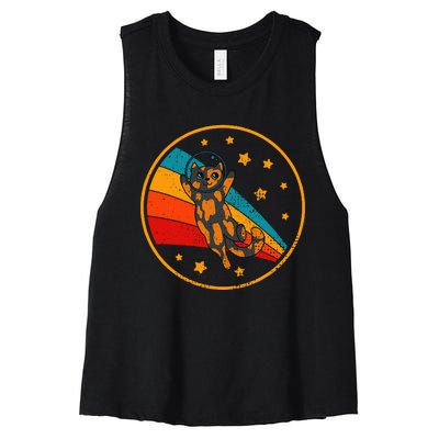 Tortoiseshell Cat Retro Space Cat Women's Racerback Cropped Tank