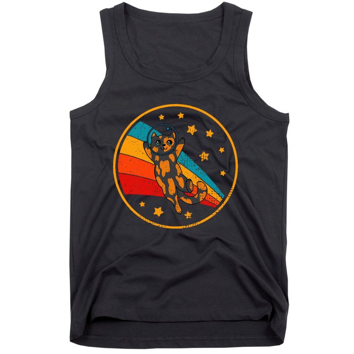 Tortoiseshell Cat Retro Space Cat Tank Top