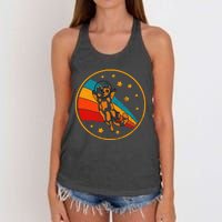 Tortoiseshell Cat Retro Space Cat Women's Knotted Racerback Tank