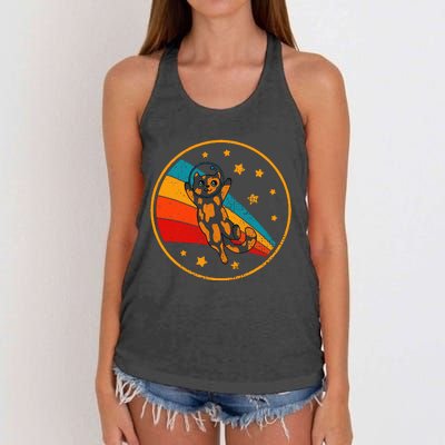 Tortoiseshell Cat Retro Space Cat Women's Knotted Racerback Tank