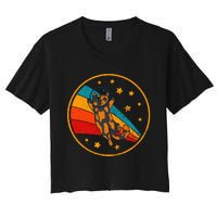 Tortoiseshell Cat Retro Space Cat Women's Crop Top Tee