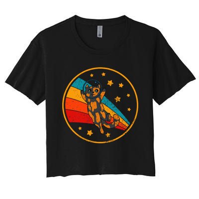 Tortoiseshell Cat Retro Space Cat Women's Crop Top Tee