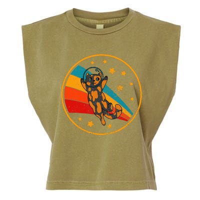 Tortoiseshell Cat Retro Space Cat Garment-Dyed Women's Muscle Tee