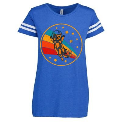 Tortoiseshell Cat Retro Space Cat Enza Ladies Jersey Football T-Shirt