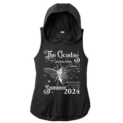 The Cicadas Reunion Summer 2024 Cicada Nature Lover Ladies PosiCharge Tri-Blend Wicking Draft Hoodie Tank