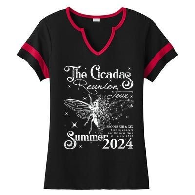 The Cicadas Reunion Summer 2024 Cicada Nature Lover Ladies Halftime Notch Neck Tee