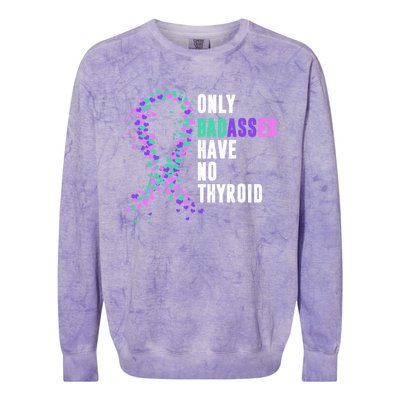 Thyroid Cancer Ribbon Thyroidectomy Removal Surgery Badasses Great Gift Colorblast Crewneck Sweatshirt