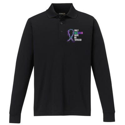 Thyroid Cancer Ribbon Thyroidectomy Removal Surgery Badasses Great Gift Performance Long Sleeve Polo