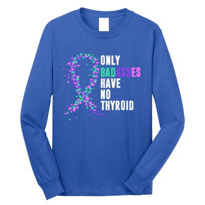 Thyroid Cancer Ribbon Thyroidectomy Removal Surgery Badasses Great Gift Long Sleeve Shirt