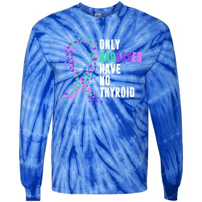 Thyroid Cancer Ribbon Thyroidectomy Removal Surgery Badasses Great Gift Tie-Dye Long Sleeve Shirt