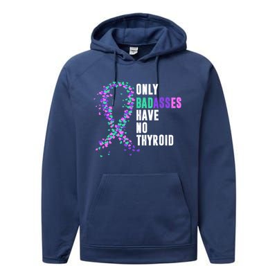 Thyroid Cancer Ribbon Thyroidectomy Removal Surgery Badasses Great Gift Performance Fleece Hoodie