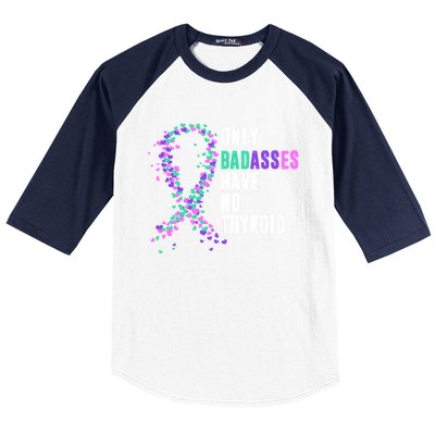 Thyroid Cancer Ribbon Thyroidectomy Removal Surgery Badasses Great Gift Baseball Sleeve Shirt