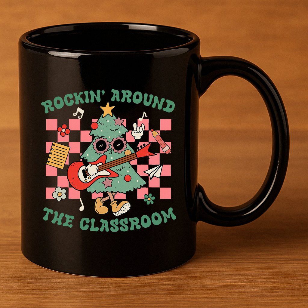 Teacher Christmas Rockin Around The Classroom 11oz C Handle Ceramic Mug