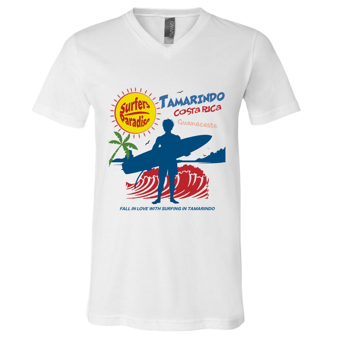 Tamarindo Costa Rica Surfer V-Neck T-Shirt