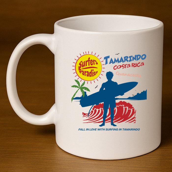 Tamarindo Costa Rica Surfer 11oz C Handle Ceramic Mug