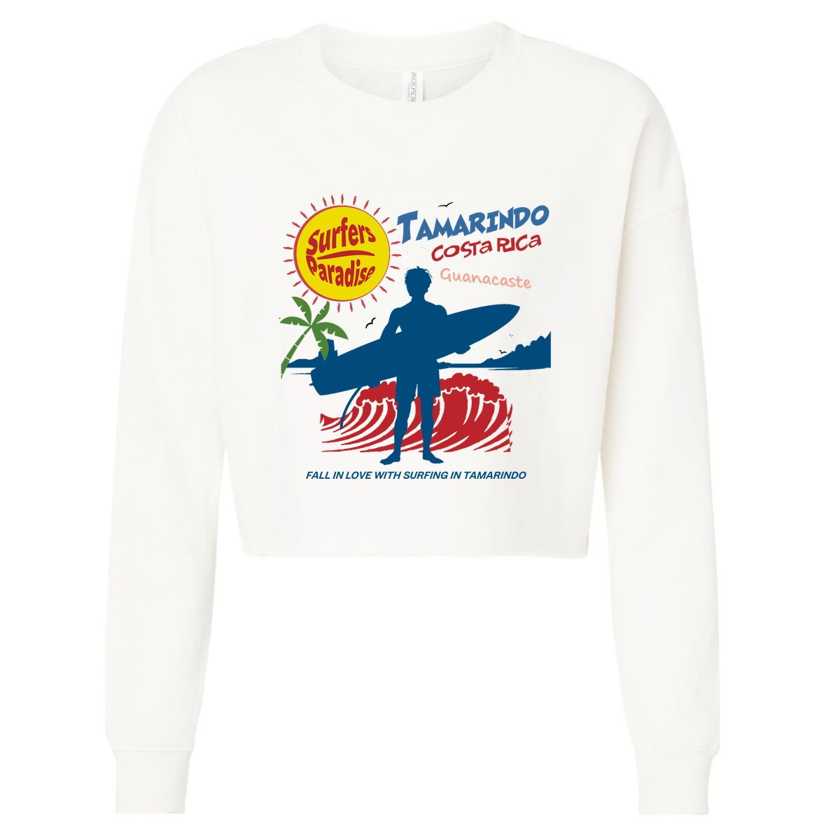 Tamarindo Costa Rica Surfer Cropped Pullover Crew