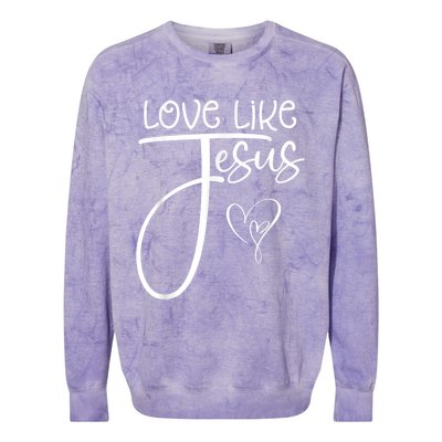 Trendy Christian Religious Love Like Jesus Colorblast Crewneck Sweatshirt