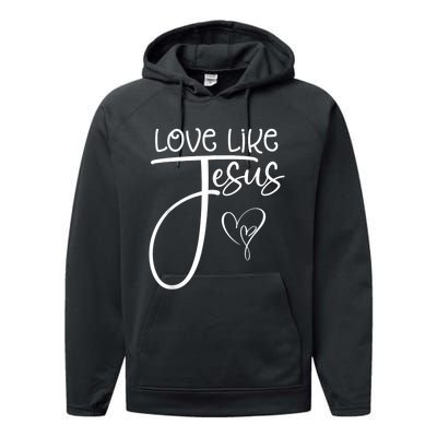 Trendy Christian Religious Love Like Jesus Performance Fleece Hoodie