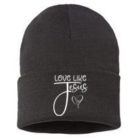 Trendy Christian Religious Love Like Jesus Sustainable Knit Beanie