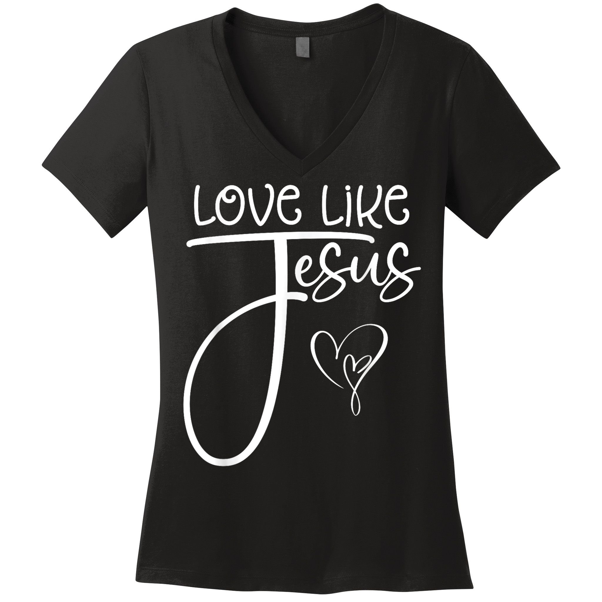 Trendy Christian Religious Love Like Jesus Women's V-Neck T-Shirt