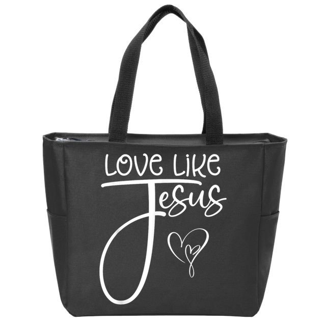 Trendy Christian Religious Love Like Jesus Zip Tote Bag