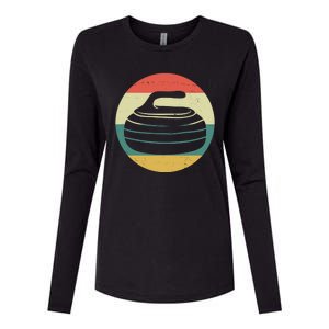 Team Curling Retro Sunset Sport Womens Cotton Relaxed Long Sleeve T-Shirt